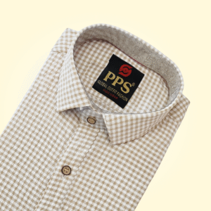 Beige Check Cotton Shirt