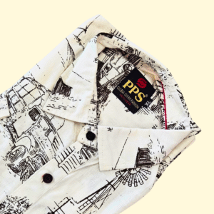 Sketch Print Cotton Casual Shirt