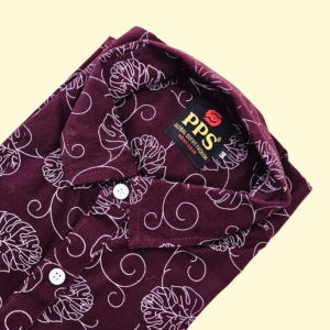 Maroon Leaf Swirl Casual Shirt