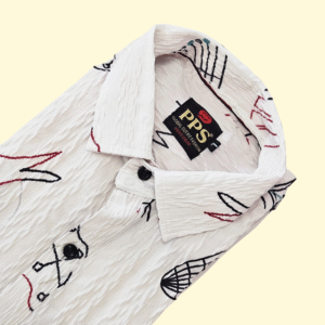 White Abstract Casual Shirt